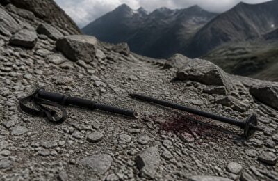 Un asistent medical a mers 16 kilometri pe munte cu un băț de trekking înfipt în tors
